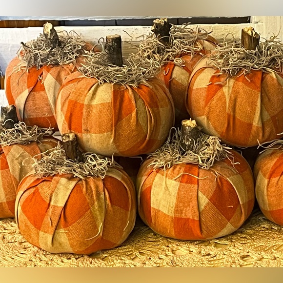 Lot of 10 handmade plaid fabric pumpkins primitive farmhouse decor bowl … - Picture 3 of 12